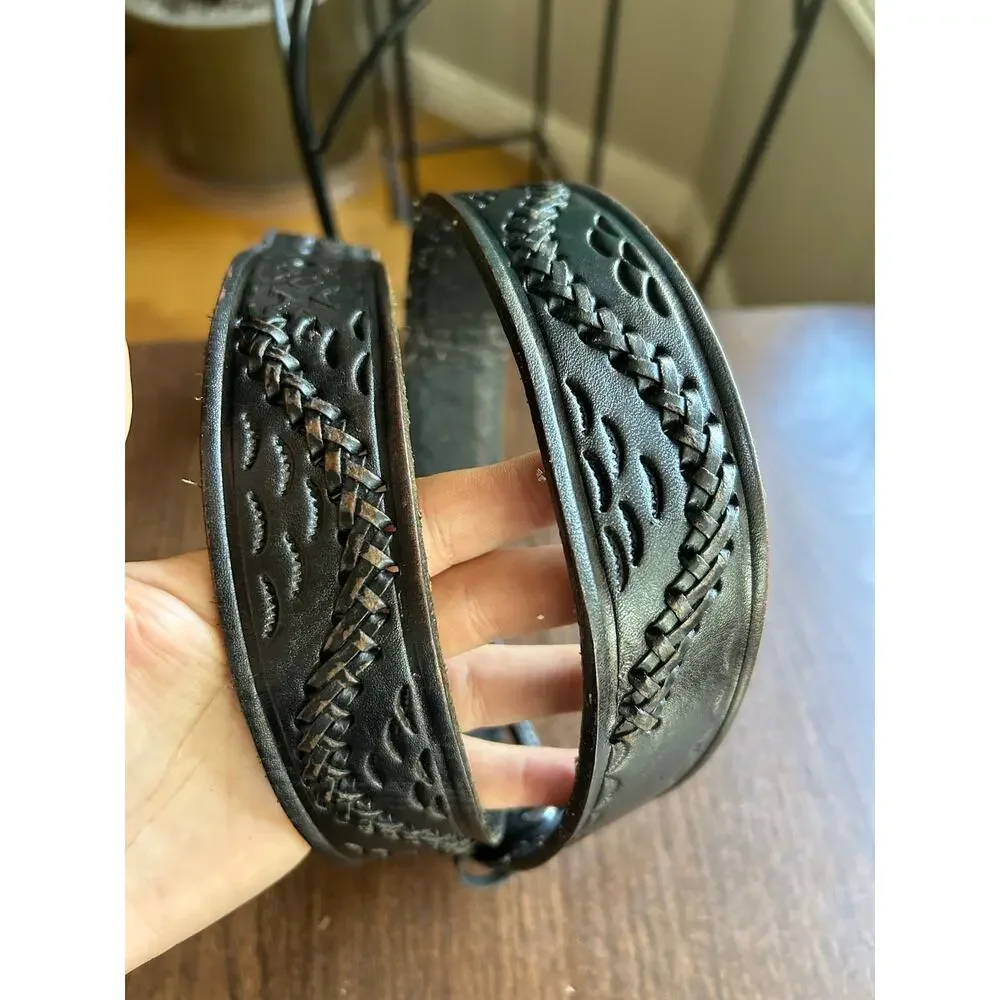 Vintage black tool woven leather size 36 men’s belt Mexico